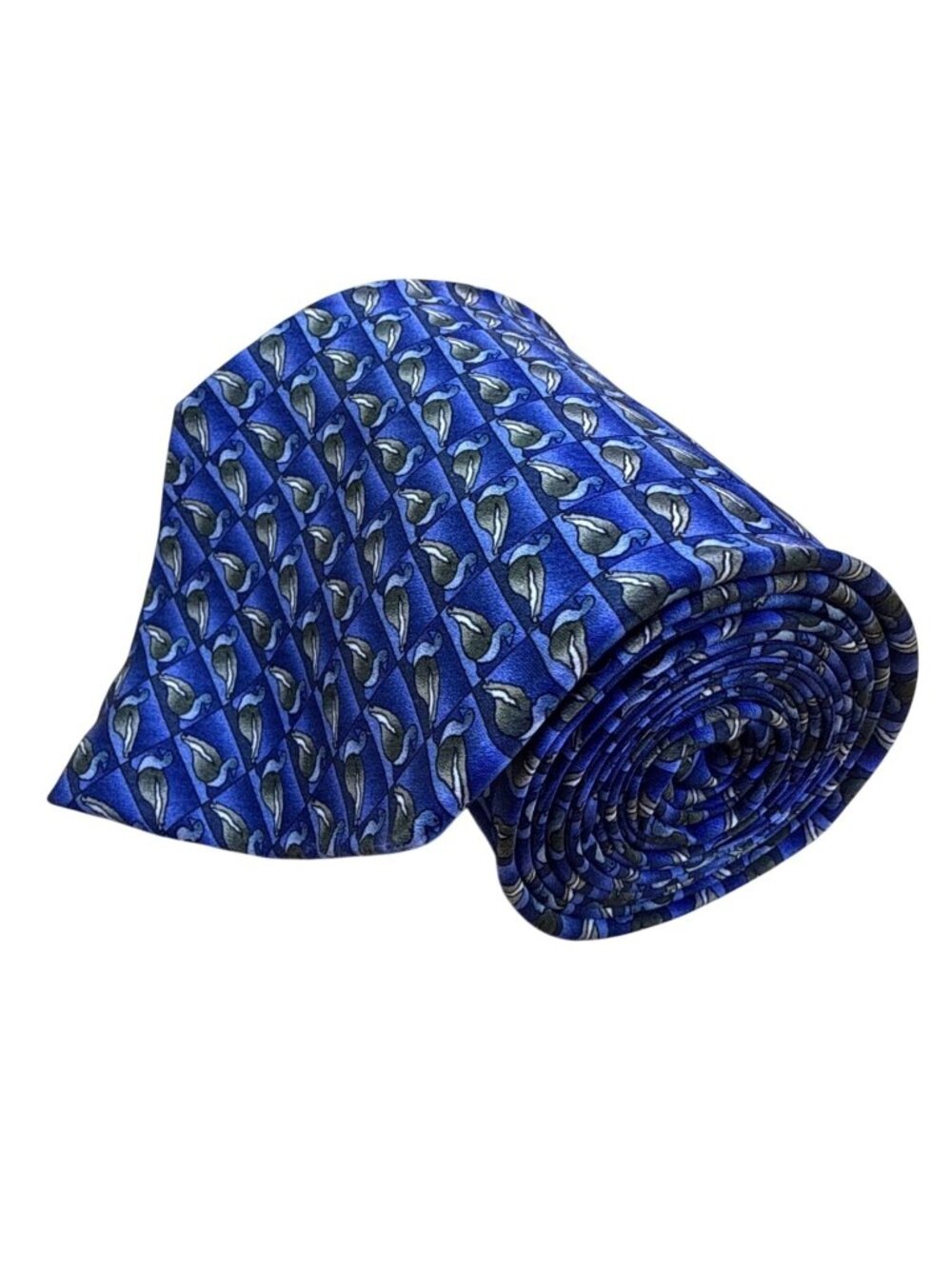 The Nature Conservancy Mens Blue Silk Duck Pattern Neck Tie Hand Made Imported